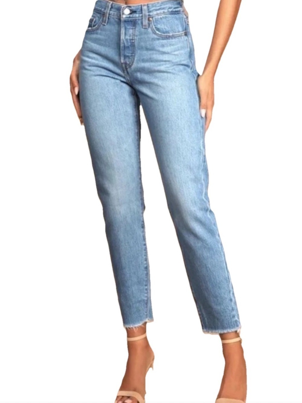 Levi's 501 Straight Leg Cropped with Raw Hem Size 27